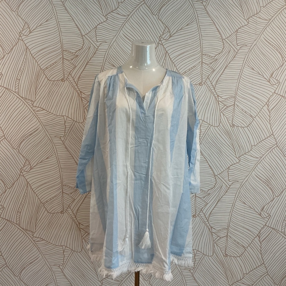 Blue and White Striped Tunic Dress